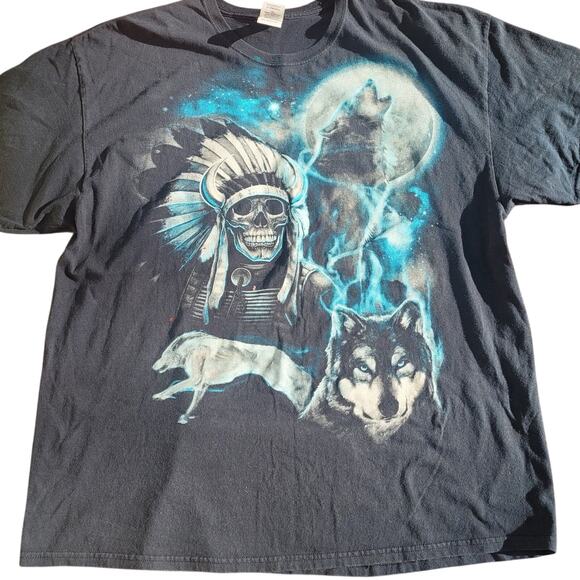 Vtg Nature Wolf Moon Native American Tee shirt - Picture 1 of 5